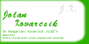 jolan kovarcsik business card